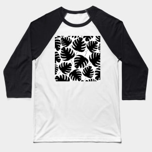 Black & White Monstera Baseball T-Shirt